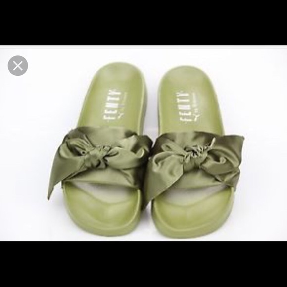 fenty bow slides olive